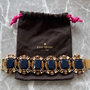 kate spade Navy and Gold Crystal Link Bracelet